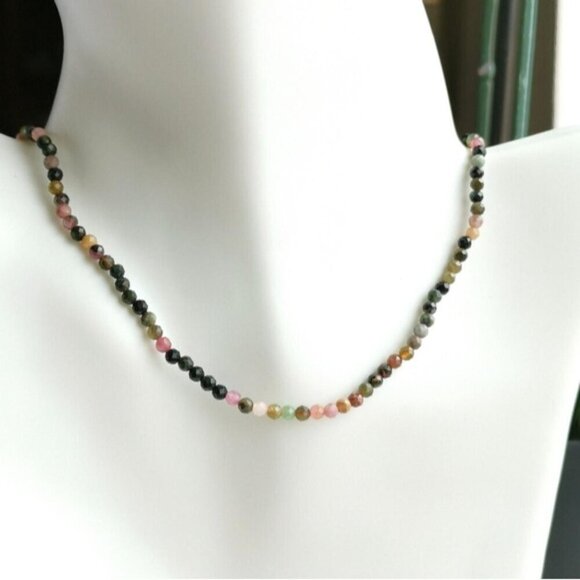 Tourmaline faceted bead  necklace NEW - Picture 2 of 6